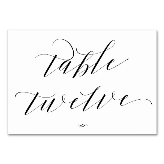 Elegante Script Kalligrafie Twaalf Receptie Kaart (Voorkant)