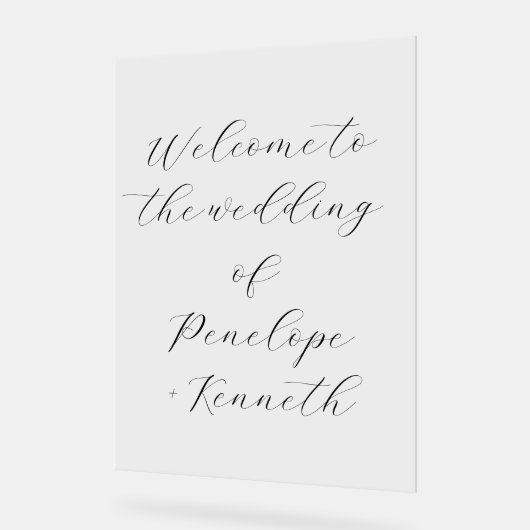 Elegante Script kalligrafie wit bruiloft Custom Acryl Bord (Hoek)