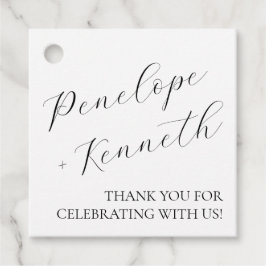 Elegante Script kalligrafie wit bruiloft Custom Bedankjes Labels