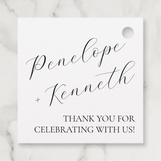 Elegante Script kalligrafie wit bruiloft Custom Bedankjes Labels (Achterkant)