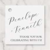 Elegante Script kalligrafie wit bruiloft Custom Bedankjes Labels (Voorkant)