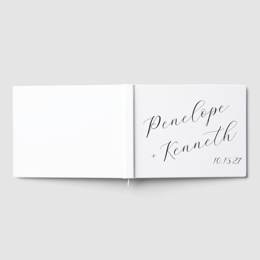 Elegante Script kalligrafie wit bruiloft Custom Gastenboek (Volledig)