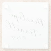 Elegante Script kalligrafie wit bruiloft Custom Glazen Onderzetter (Achterkant)