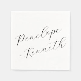 Elegante Script kalligrafie wit bruiloft Custom Servet
