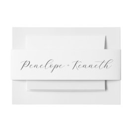 Elegante Script kalligrafie wit bruiloft Custom Uitnodigingen Wikkel