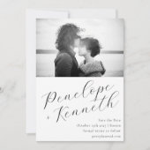 Elegante Script kalligrafie wit bruiloft foto Save The Date (Voorkant)