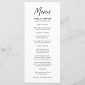 Elegante Script kalligrafie witte bruiloft Menu (Voorkant)