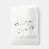 Elegante script kalligrafie witte trouwdatum aange bedankzakje (Voorkant)