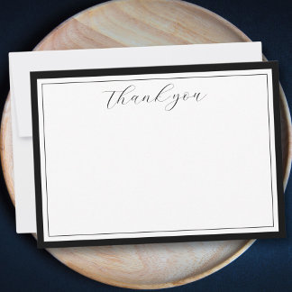 Elegante Script kalligrafie zwart dank u kaart