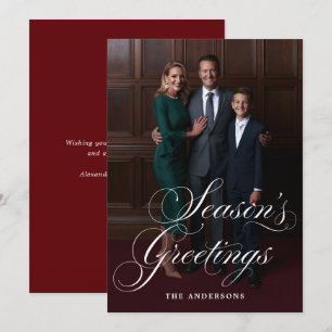Elegante Script Kerst Foto Familie Vakantie Feestdagenkaart