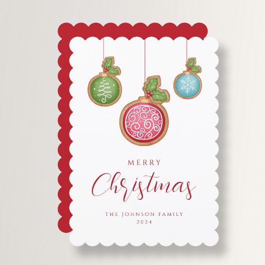 Elegante Script Kerstballen  Feestdagenkaart