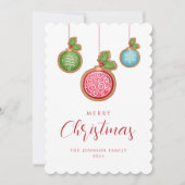 Elegante Script Kerstballen  Feestdagenkaart (Voorkant)