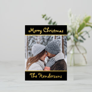 Elegante Script Kerstmis Foto Folie Feestdagen Briefkaart