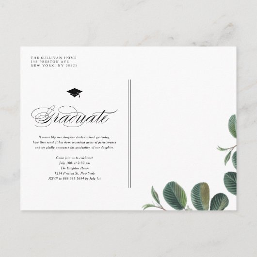 Elegante Script Klas van 2024 Foto Afstudeeruitnod Uitnodiging Briefkaart (Achterkant)