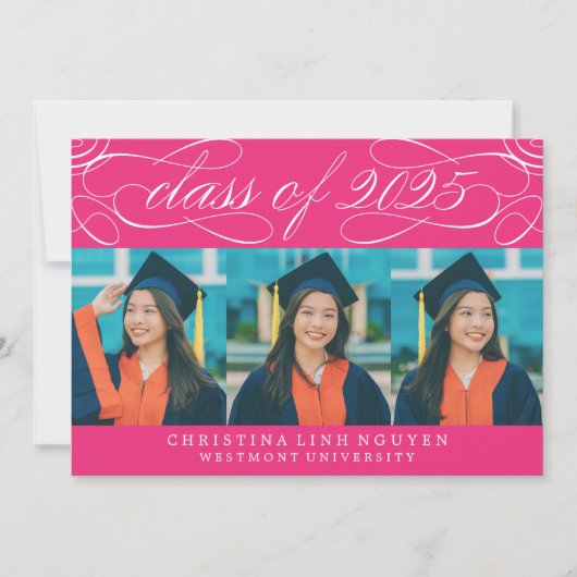 ELEGANTE SCRIPT KLASSE VAN 2025 FOTO AFSTUDEREN KAART (Voorkant)