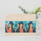 ELEGANTE SCRIPT KLASSE VAN 2025 FOTO AFSTUDEREN KAART (Staand voorkant)