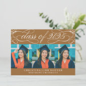 ELEGANTE SCRIPT KLASSE VAN 2025 FOTO AFSTUDEREN KAART (Staand voorkant)