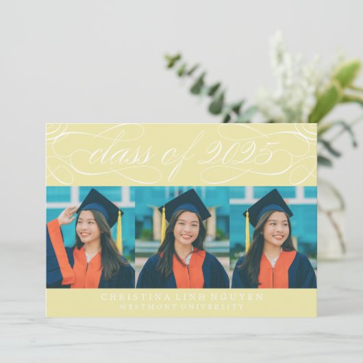 ELEGANTE SCRIPT KLASSE VAN 2025 FOTO AFSTUDEREN KAART (Staand voorkant)