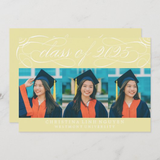 ELEGANTE SCRIPT KLASSE VAN 2025 FOTO AFSTUDEREN KAART (Voorkant / Achterkant)