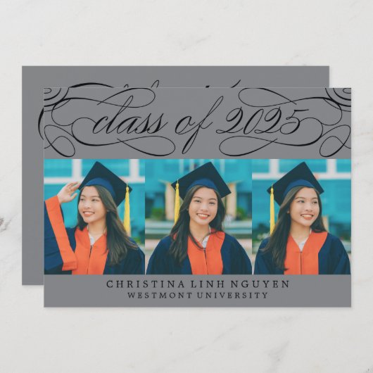 ELEGANTE SCRIPT KLASSE VAN 2025 FOTO AFSTUDEREN KAART (Voorkant / Achterkant)