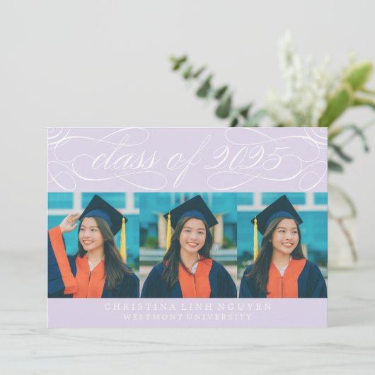 ELEGANTE SCRIPT KLASSE VAN 2025 FOTO AFSTUDEREN KAART (Staand voorkant)