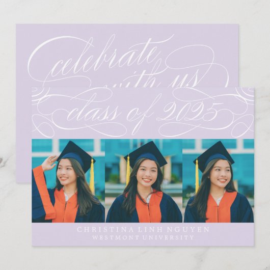 ELEGANTE SCRIPT KLASSE VAN 2025 FOTO AFSTUDEREN KAART (Voorkant / Achterkant)