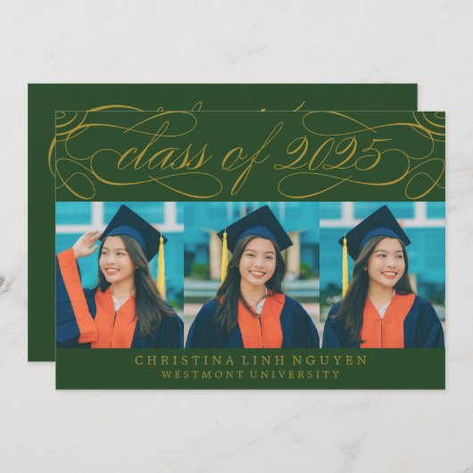 ELEGANTE SCRIPT KLASSE VAN 2025 FOTO AFSTUDEREN KAART (Voorkant / Achterkant)