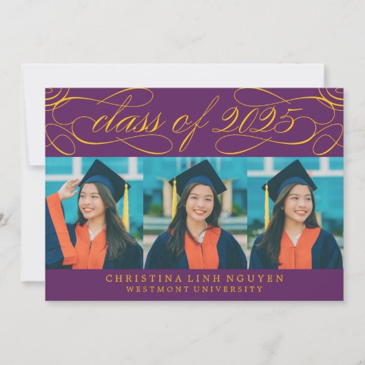 ELEGANTE SCRIPT KLASSE VAN 2025 FOTO AFSTUDEREN KAART (Voorkant)