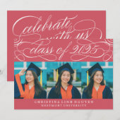 ELEGANTE SCRIPT KLASSE VAN 2025 FOTO AFSTUDEREN KAART (Voorkant / Achterkant)