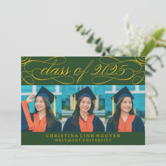 ELEGANTE SCRIPT KLASSE VAN 2025 FOTO AFSTUDEREN KAART (Staand voorkant)