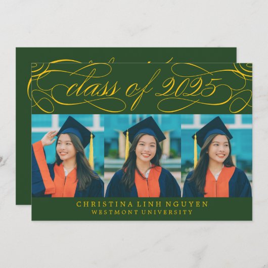 ELEGANTE SCRIPT KLASSE VAN 2025 FOTO AFSTUDEREN KAART (Voorkant / Achterkant)