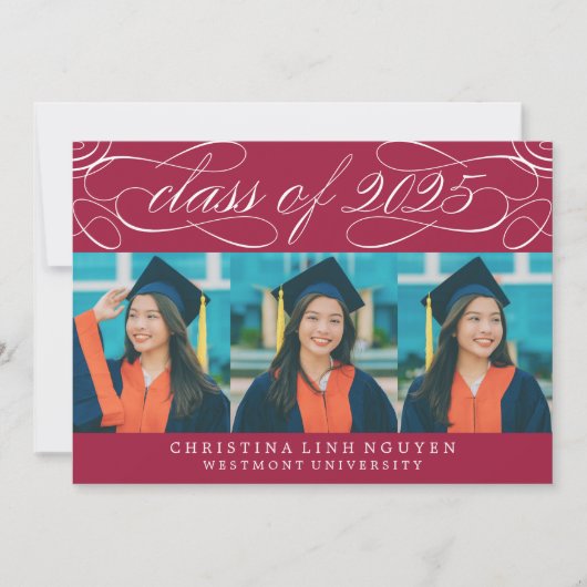 ELEGANTE SCRIPT KLASSE VAN 2025 FOTO AFSTUDEREN KAART (Voorkant)