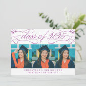 ELEGANTE SCRIPT KLASSE VAN 2025 FOTO AFSTUDEREN KAART (Staand voorkant)