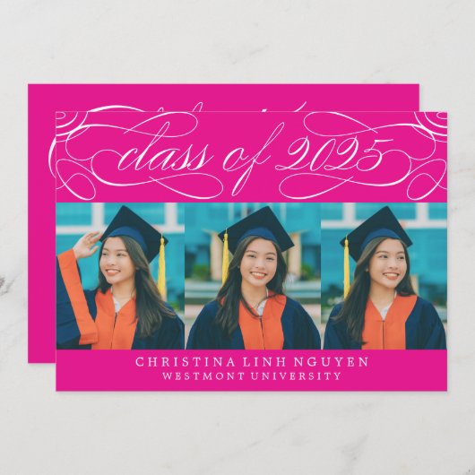 ELEGANTE SCRIPT KLASSE VAN 2025 FOTO AFSTUDEREN KAART (Voorkant / Achterkant)