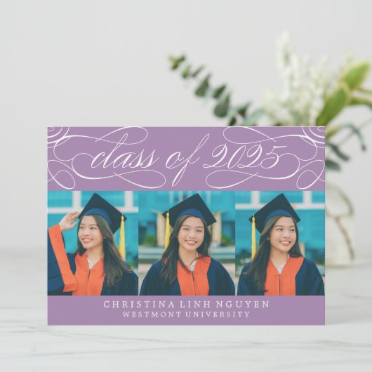 ELEGANTE SCRIPT KLASSE VAN 2025 FOTO AFSTUDEREN KAART (Staand voorkant)