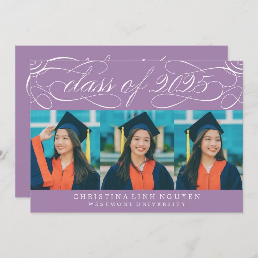 ELEGANTE SCRIPT KLASSE VAN 2025 FOTO AFSTUDEREN KAART (Voorkant / Achterkant)