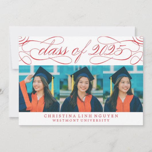 ELEGANTE SCRIPT KLASSE VAN 2025 FOTO AFSTUDEREN KAART (Voorkant)
