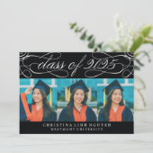ELEGANTE SCRIPT KLASSE VAN 2025 FOTO AFSTUDEREN KAART (Staand voorkant)