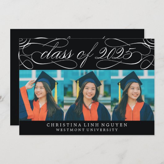 ELEGANTE SCRIPT KLASSE VAN 2025 FOTO AFSTUDEREN KAART (Voorkant / Achterkant)