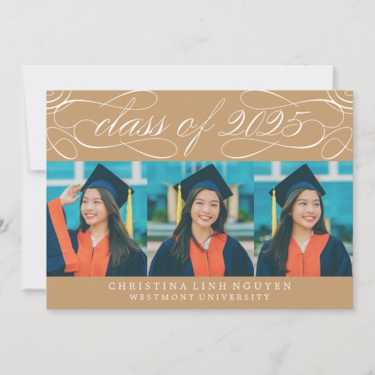 ELEGANTE SCRIPT KLASSE VAN 2025 FOTO AFSTUDEREN KAART (Voorkant)