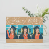 ELEGANTE SCRIPT KLASSE VAN 2025 FOTO AFSTUDEREN KAART (Staand voorkant)