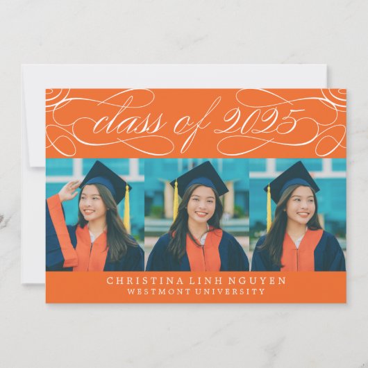 ELEGANTE SCRIPT KLASSE VAN 2025 FOTO AFSTUDEREN KAART (Voorkant)