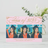 ELEGANTE SCRIPT KLASSE VAN 2025 FOTO AFSTUDEREN KAART (Staand voorkant)