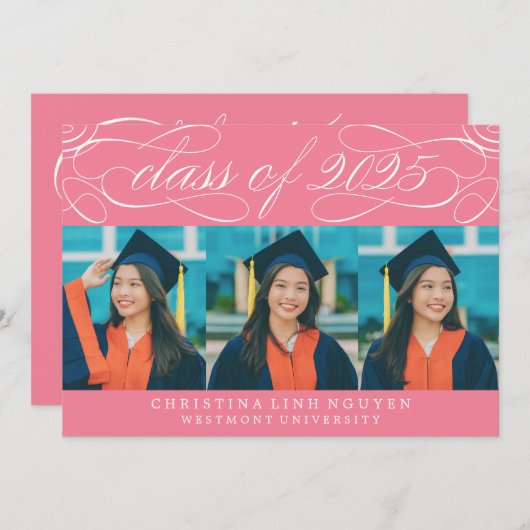 ELEGANTE SCRIPT KLASSE VAN 2025 FOTO AFSTUDEREN KAART (Voorkant / Achterkant)