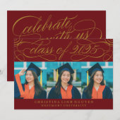 ELEGANTE SCRIPT KLASSE VAN 2025 FOTO AFSTUDEREN KAART (Voorkant / Achterkant)