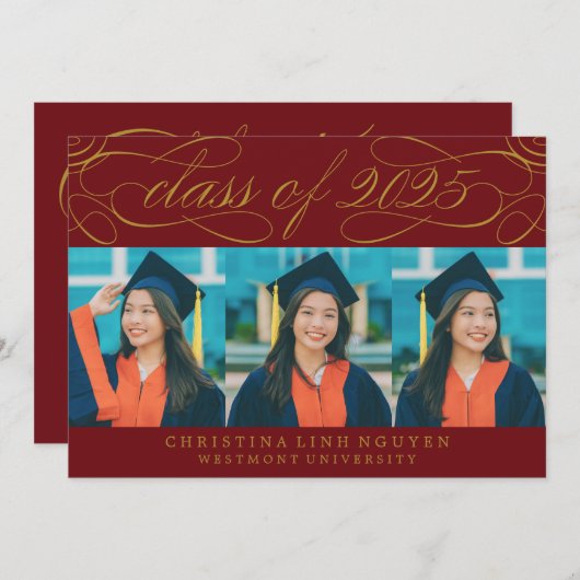 ELEGANTE SCRIPT KLASSE VAN 2025 FOTO AFSTUDEREN KAART (Voorkant / Achterkant)