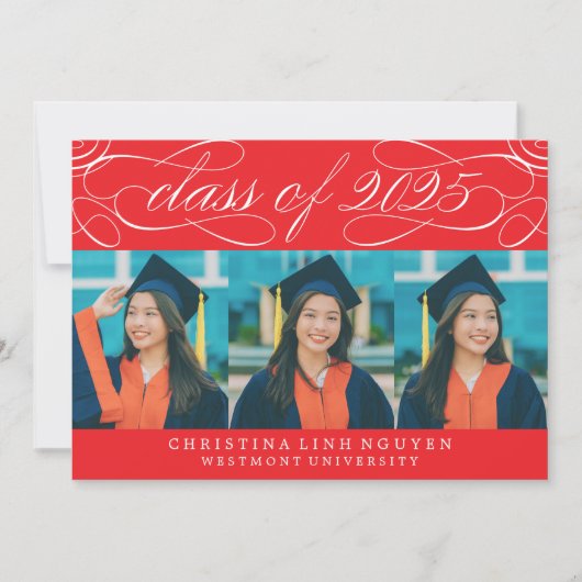 ELEGANTE SCRIPT KLASSE VAN 2025 FOTO AFSTUDEREN KAART (Voorkant)
