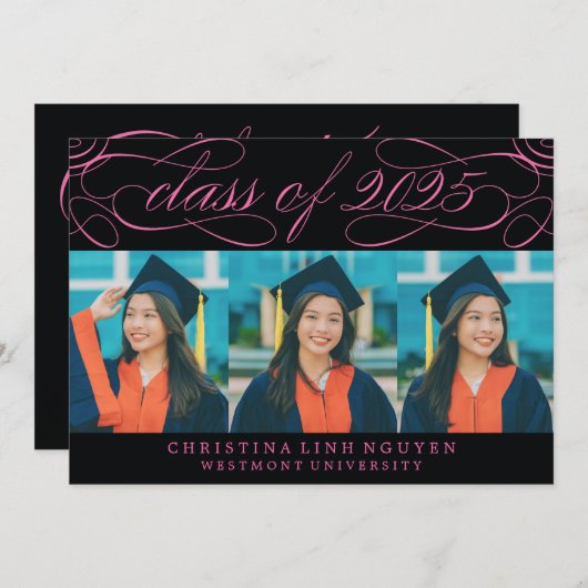 ELEGANTE SCRIPT KLASSE VAN 2025 FOTO AFSTUDEREN KAART (Voorkant / Achterkant)