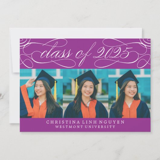 ELEGANTE SCRIPT KLASSE VAN 2025 FOTO AFSTUDEREN KAART (Voorkant)