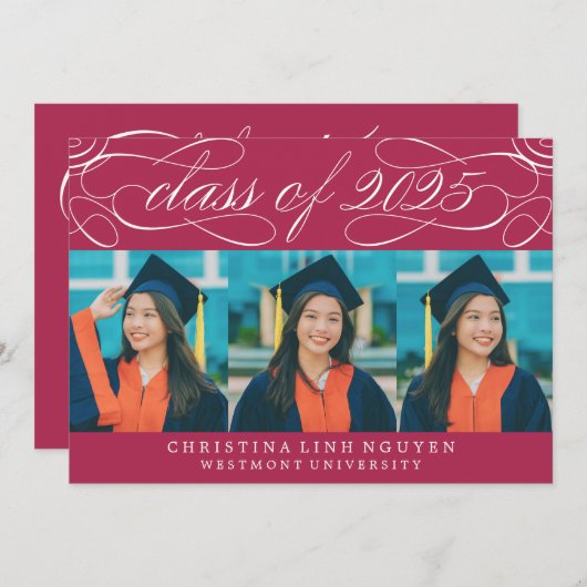 ELEGANTE SCRIPT KLASSE VAN 2025 FOTO AFSTUDEREN KAART (Voorkant / Achterkant)
